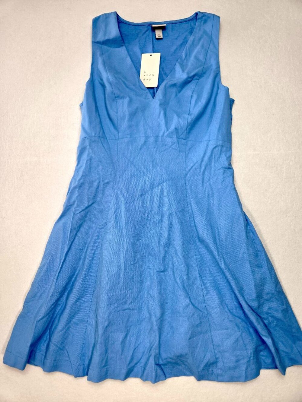 A New Day Women’s Size 8 Blue Sleeveless V Neck Fit & Flare Dress NWT